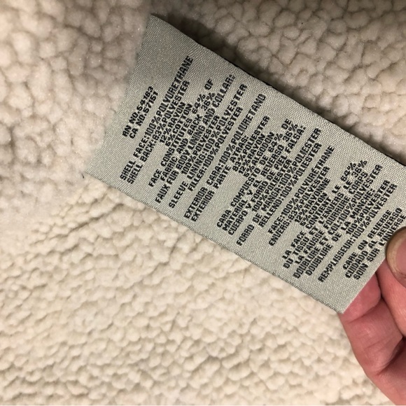 Levi’s Sherpa-Lined Faux Leather Trucker Jacket w/ Fringe & Serape Back Panel  L - Picture 6 of 12